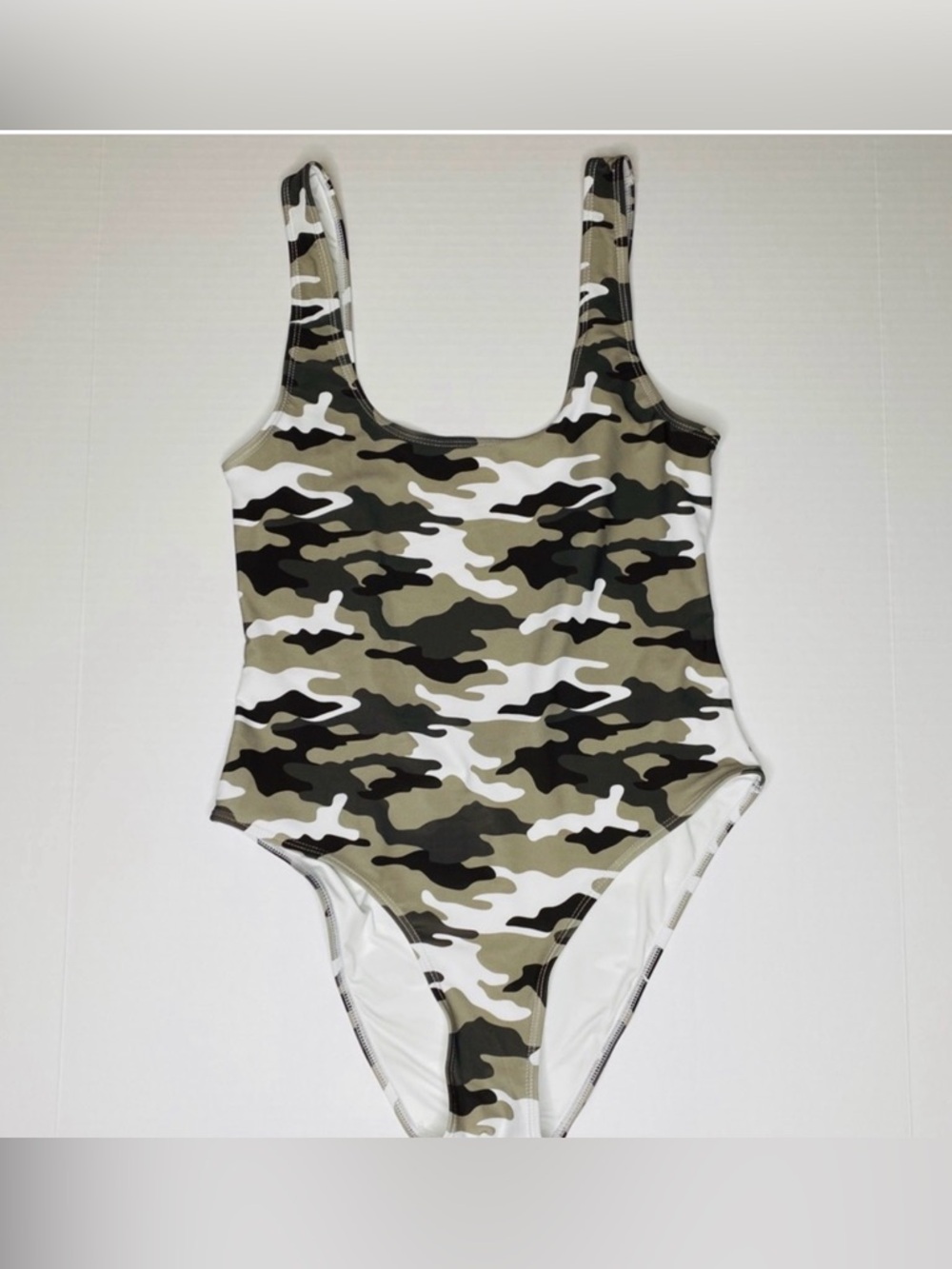 NEW Kendall + Kylie Camo One Piece Swimsuit XS High Cut Low Back - Picture 1 of 9